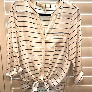 Joie Navy stripe silk blouse